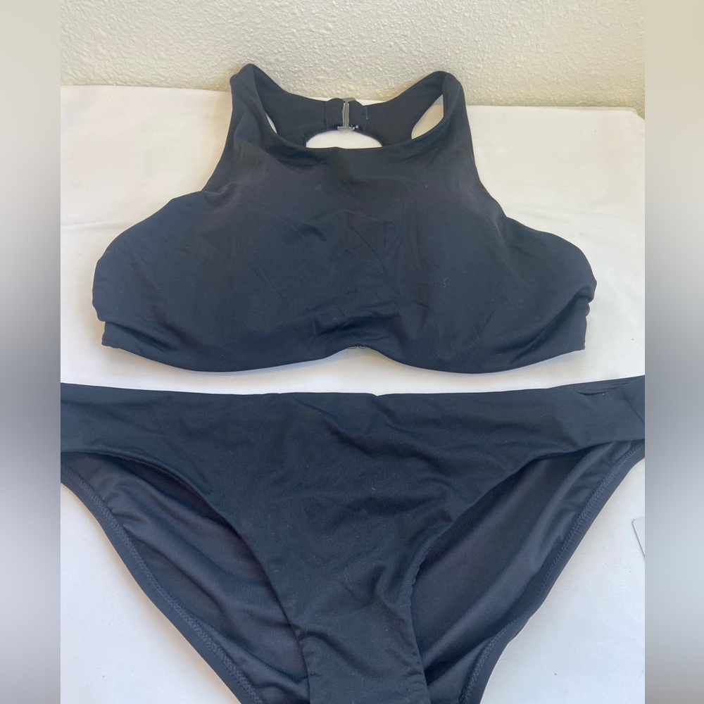 Athleta Black High-Neck Bikini Set
